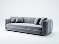 Divano a due posti in velluto 165x88x76 cm - grigio - design scanalato per soggiorno