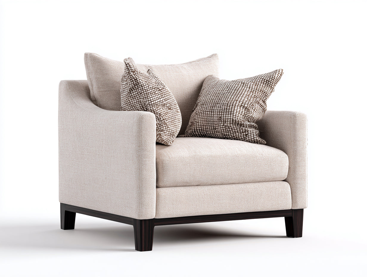 Poltrona - Tessuto-legno - 105x91x84 cm - Beige crema - Contemporaneo