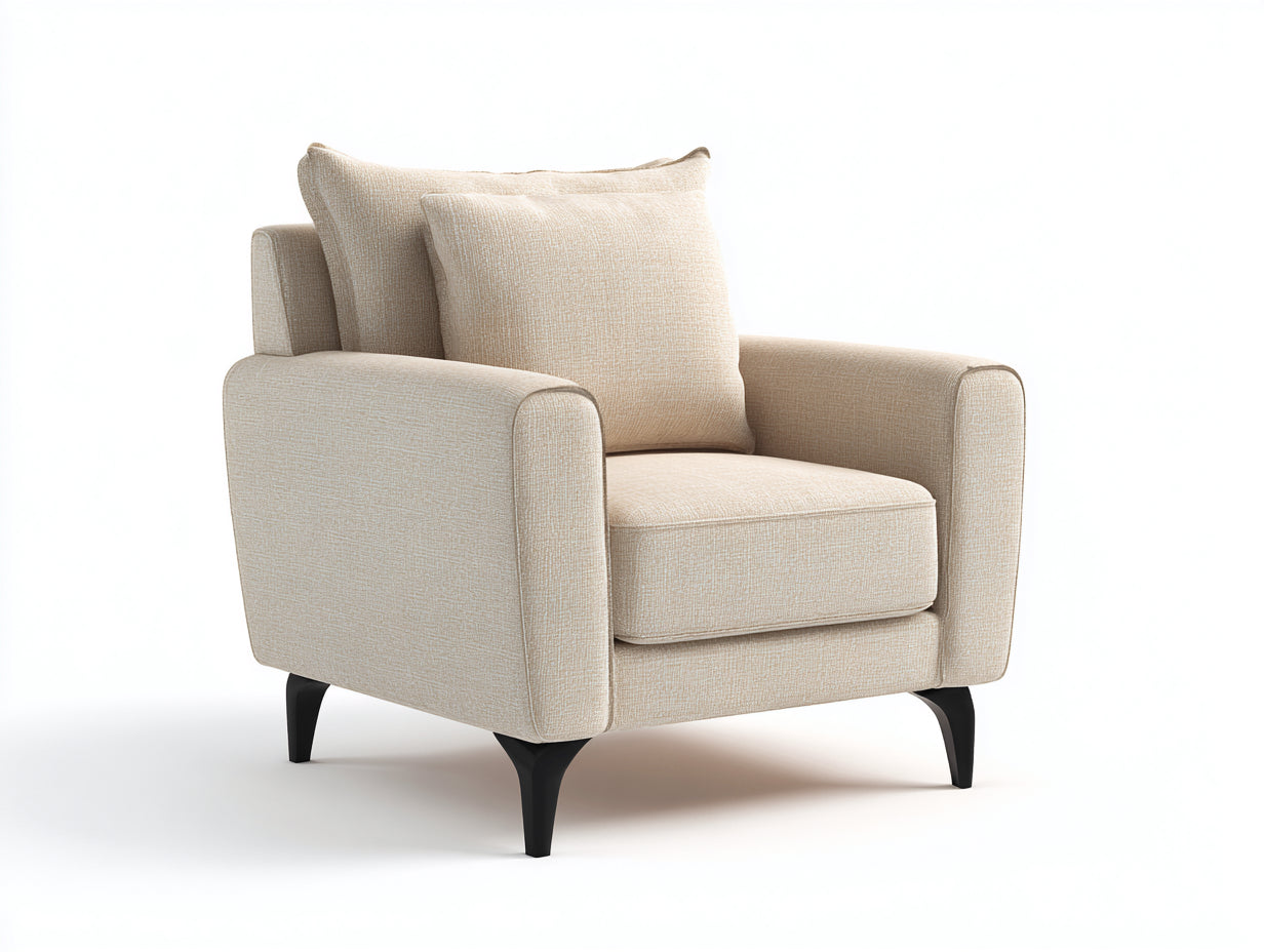 Poltrona in tessuto 84x78x86 cm - beige - design moderno per soggiorno