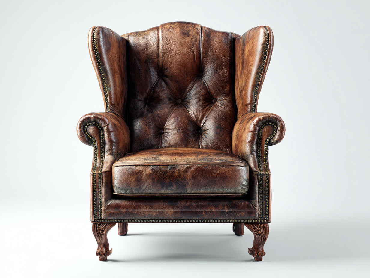Poltrona in pelle marrone 82x88x108 cm - soggiorno - stile classico