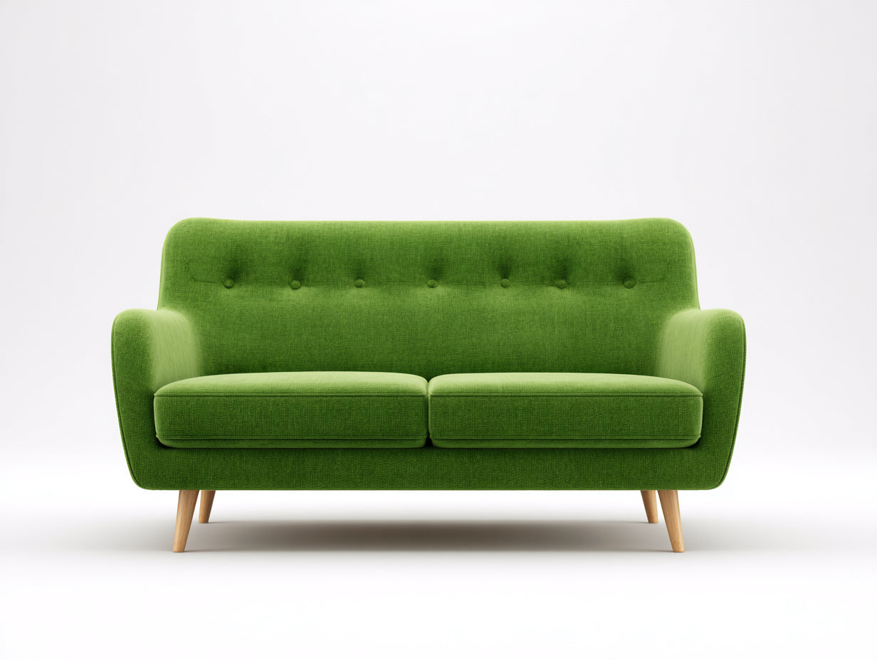 Divano a due posti in tessuto 158x81x75 cm - verde - design con bottoni per soggiorno