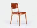 Sedia da pranzo-ecopelle-legno massello-48x49x82 cm-Cognac-Beige-stile naturale moderno