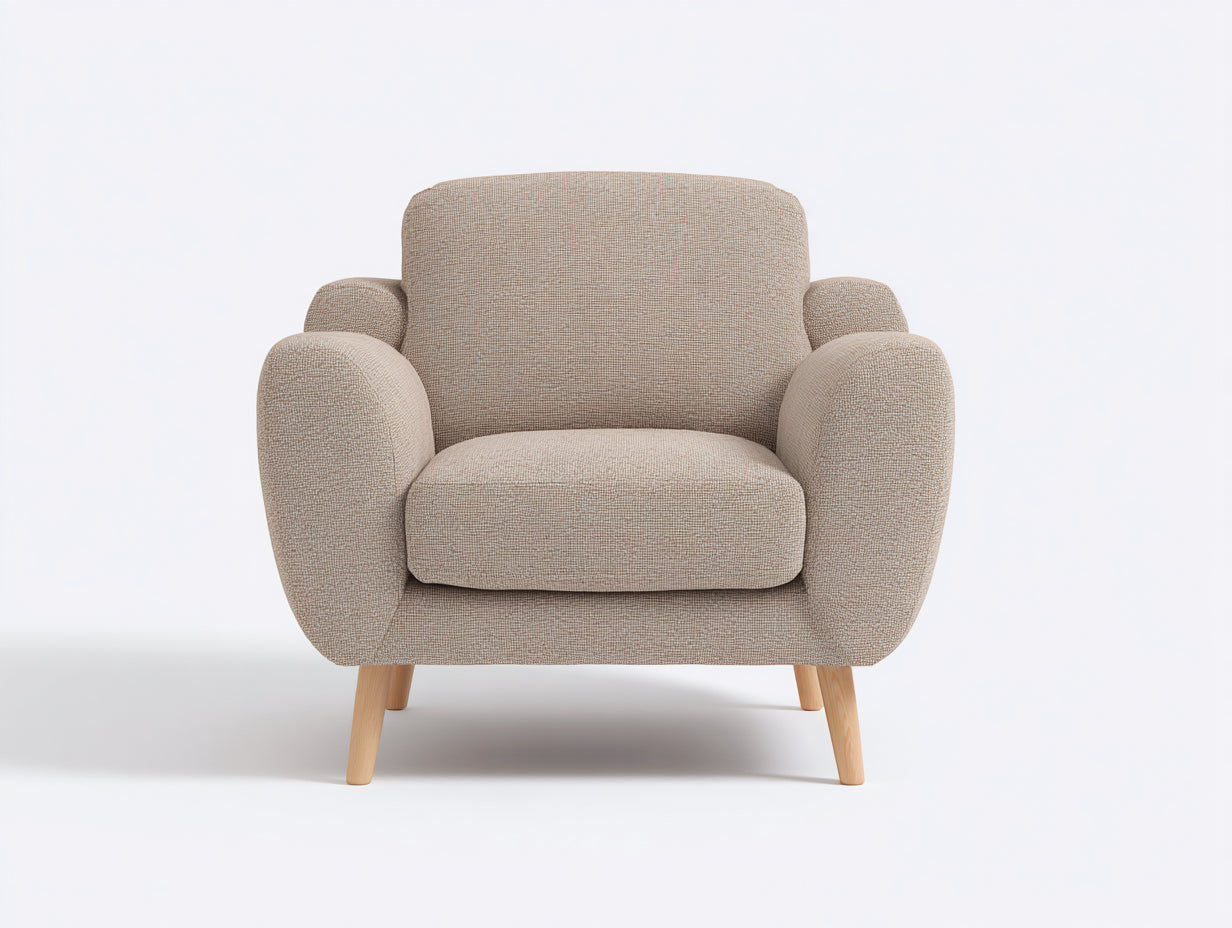 Poltrona - Tessuto-legno - 91x84x85 cm - Beige naturale - Scandinavo