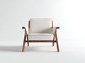 Poltrona in legno e similpelle 78x72x82 cm - crema - design moderno per soggiorno