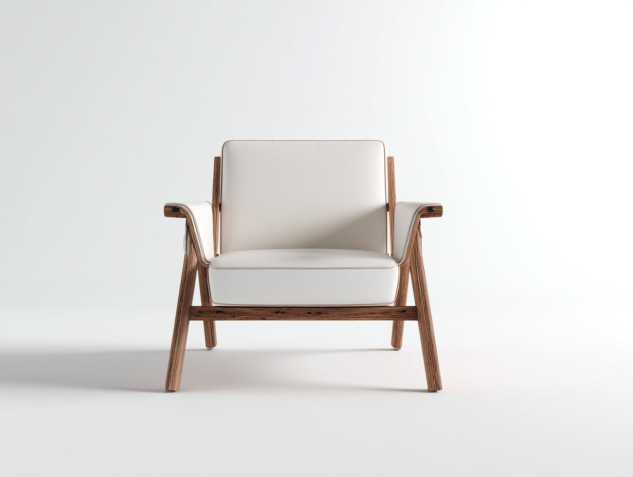 Poltrona in legno e similpelle 78x72x82 cm - crema - design moderno per soggiorno