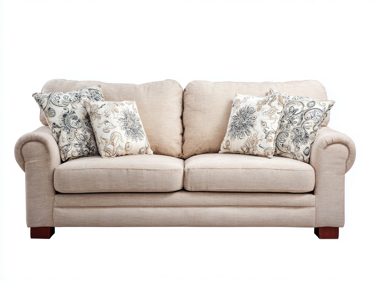 Divano a due posti in tessuto 162x85x76 cm - beige - design classico per soggiorno