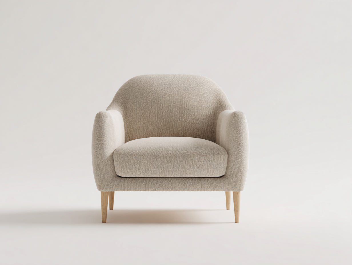 Poltrona in tessuto 82x76x83 cm - beige - design arrotondato per soggiorno