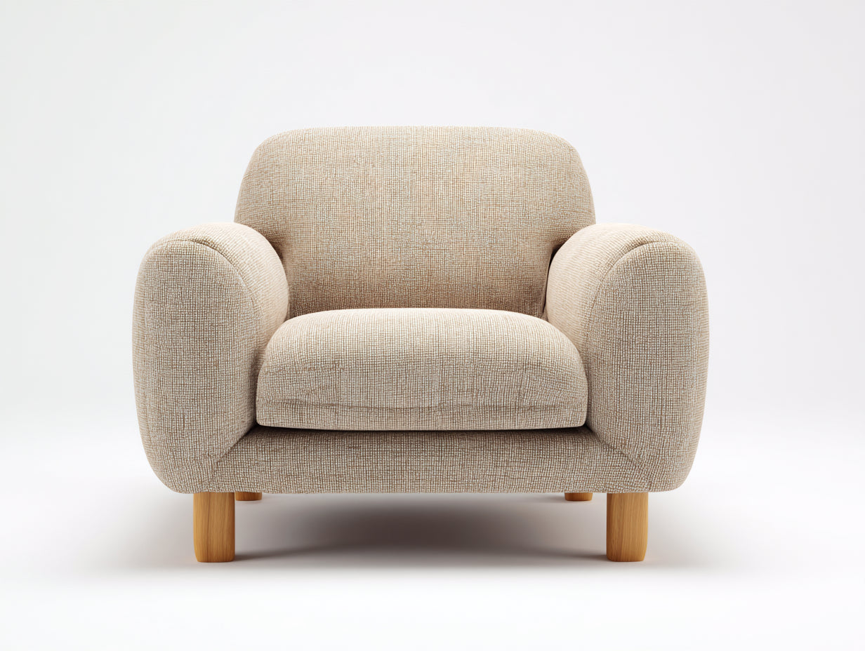 Poltrona - Tessuto-legno - 94x84x79 cm - Beige naturale - Scandinavo