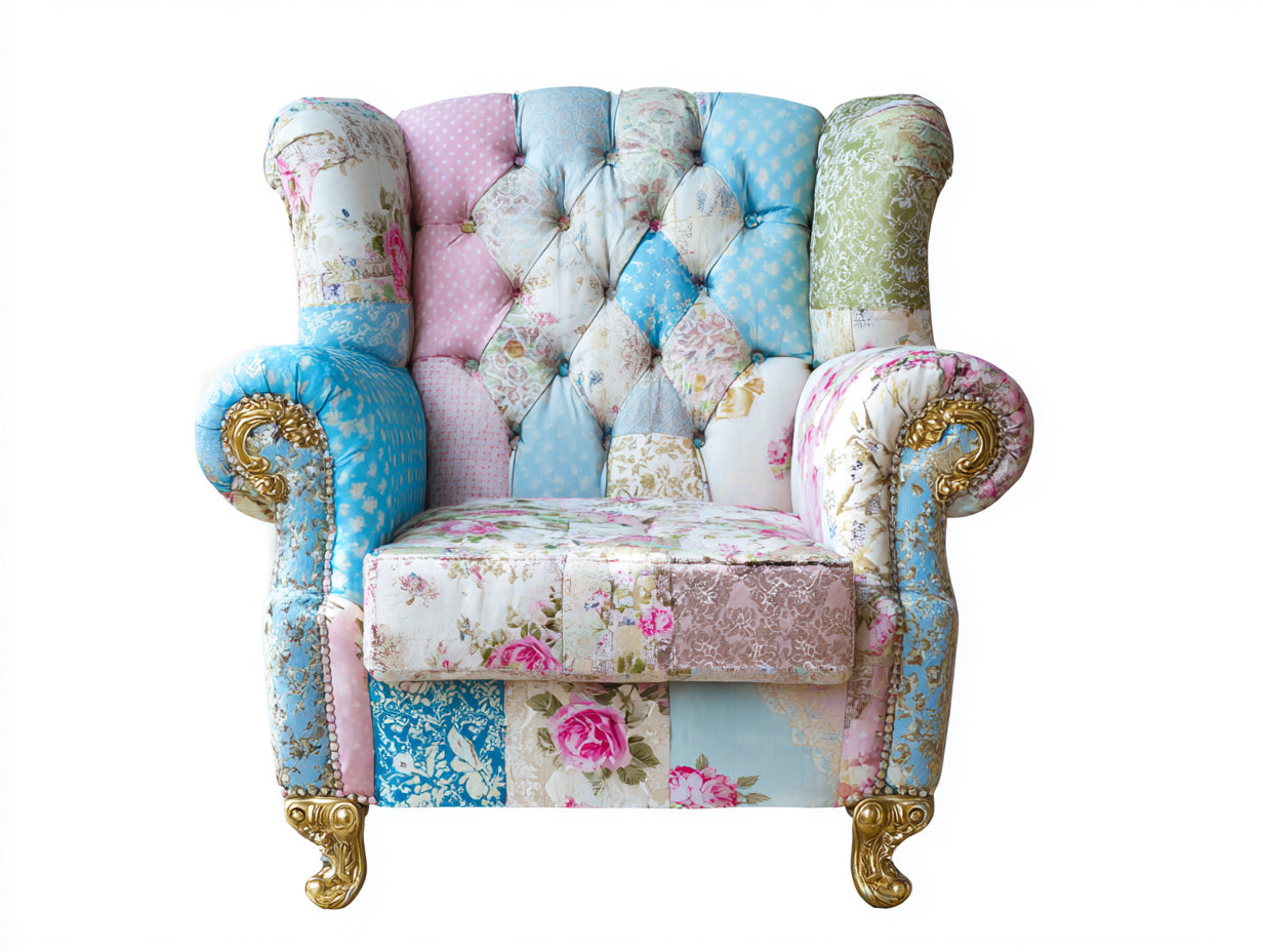 Poltrona in tessuto multicolore 97x93x106 cm - soggiorno - stile shabby chic
