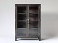Vetrina-Legno-Vetro-108x40x158 cm-Marrone scuro-Stile rustico elegante