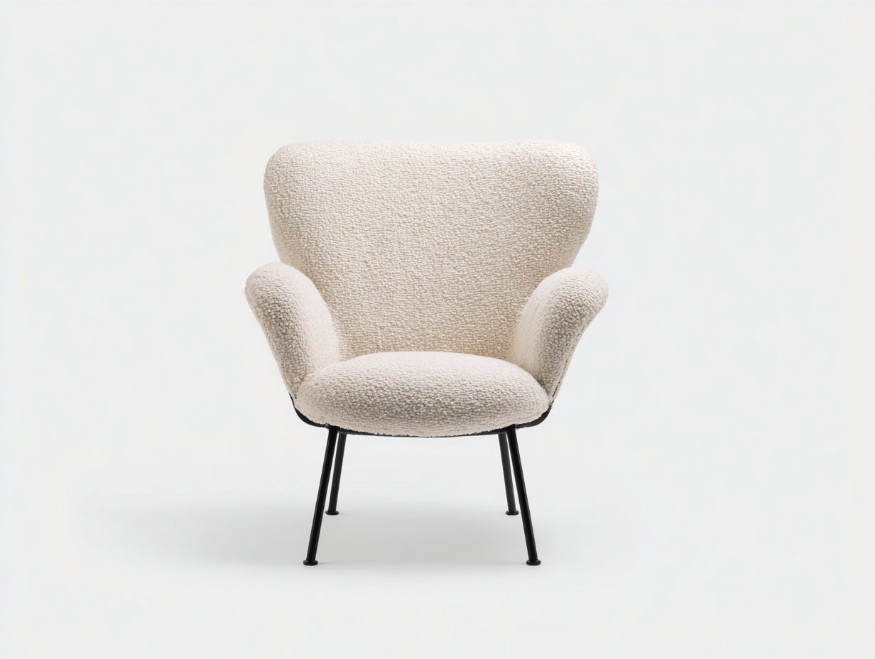 Poltrona in tessuto bouclé beige 74x72x82 cm - soggiorno - design moderno