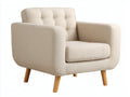 Poltrona in tessuto 80x74x84 cm - beige - design retrò per soggiorno