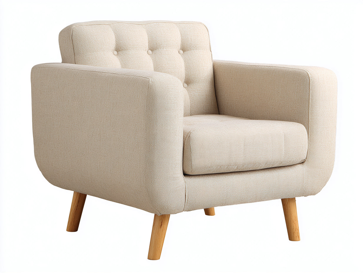 Poltrona in tessuto 80x74x84 cm - beige - design retrò per soggiorno