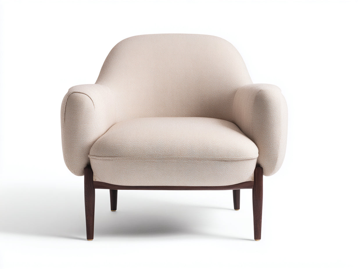 Poltrona - Tessuto-legno - 93x83x82 cm - Beige crema - Moderno naturale