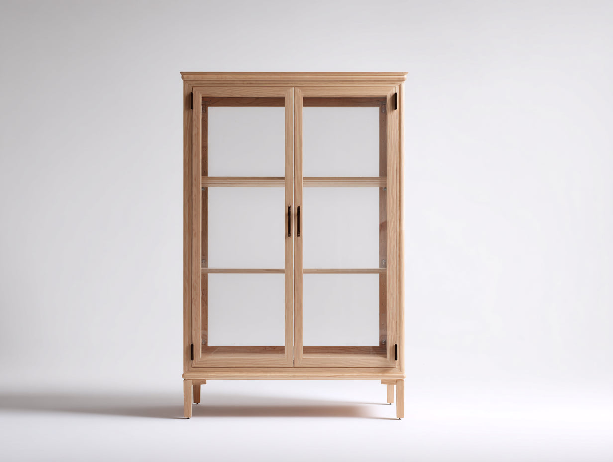 Vetrina-Legno-Vetro-102x39x168 cm-Legno naturale-Stile nordico