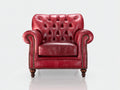 Poltrona in pelle-pelle-legno-96x90x104 cm-Rosso rubino-Stile Chesterfield