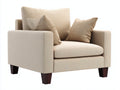 Poltrona - Tessuto-legno - 104x90x83 cm - Beige sabbia - Moderno