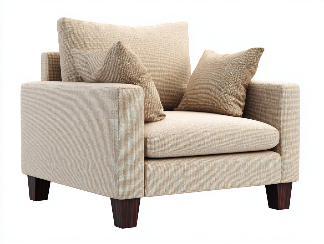 Poltrona - Tessuto-legno - 104x90x83 cm - Beige sabbia - Moderno