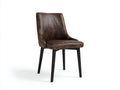 Sedia da pranzo-ecopelle-legno massello-52x55x86 cm-Marrone scuro-stile industriale moderno