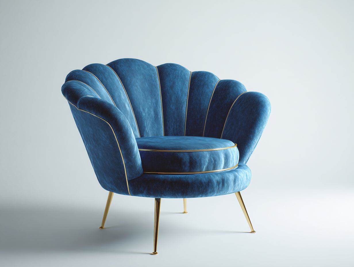 Poltrona - Velluto-metallo - 98x90x86 cm - Blu - Lusso moderno