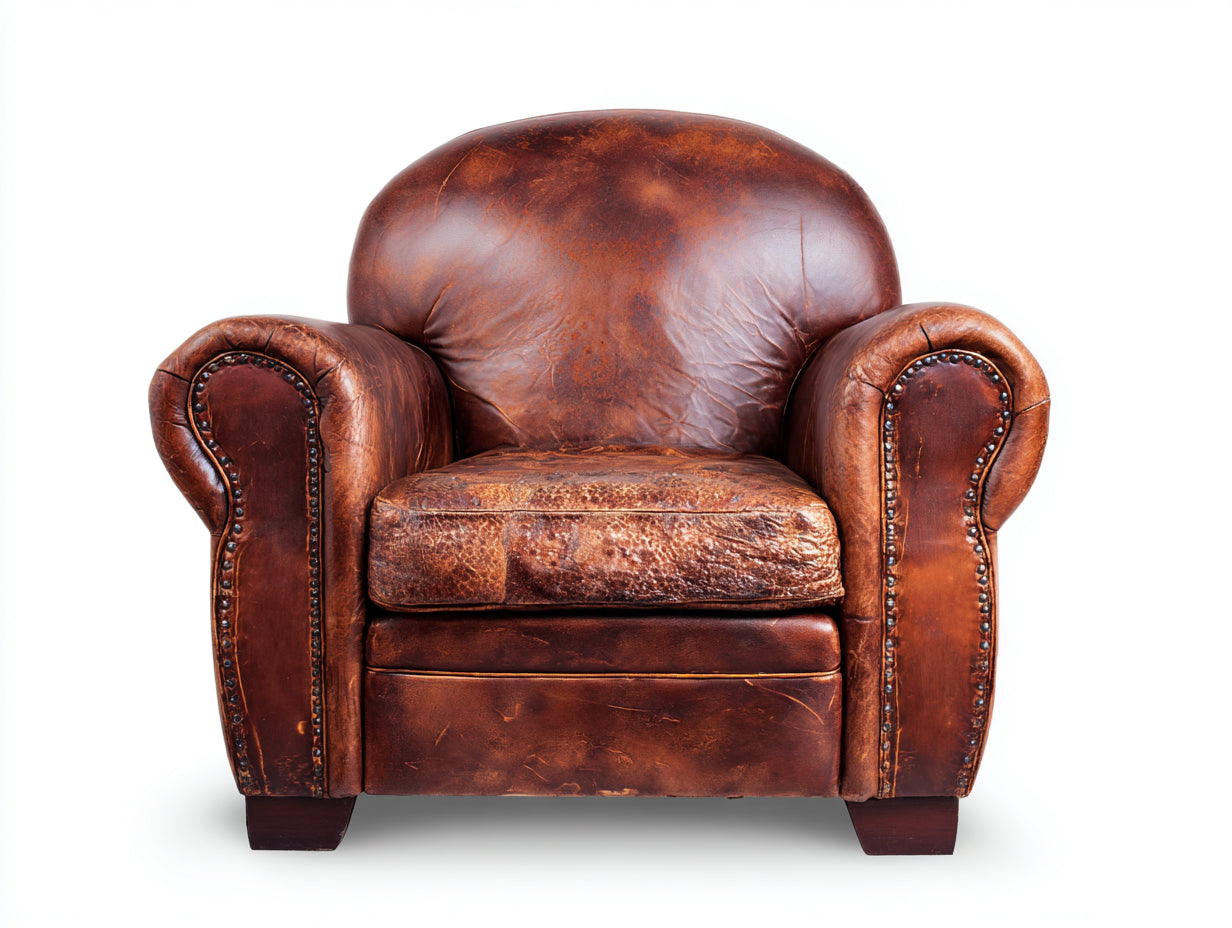Poltrona in pelle-pelle-legno-98x90x84 cm-Marrone cognac-Stile club