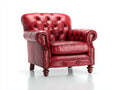 Poltrona in pelle-pelle-legno-94x88x98 cm-Rosso bordeaux-Stile classico