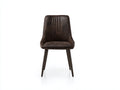 Sedia da pranzo-ecopelle-legno massello-51x56x85 cm-Marrone scuro-stile contemporaneo vintage