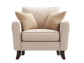 Poltrona - Tessuto-legno - 98x88x91 cm - Beige chiaro - Classico moderno