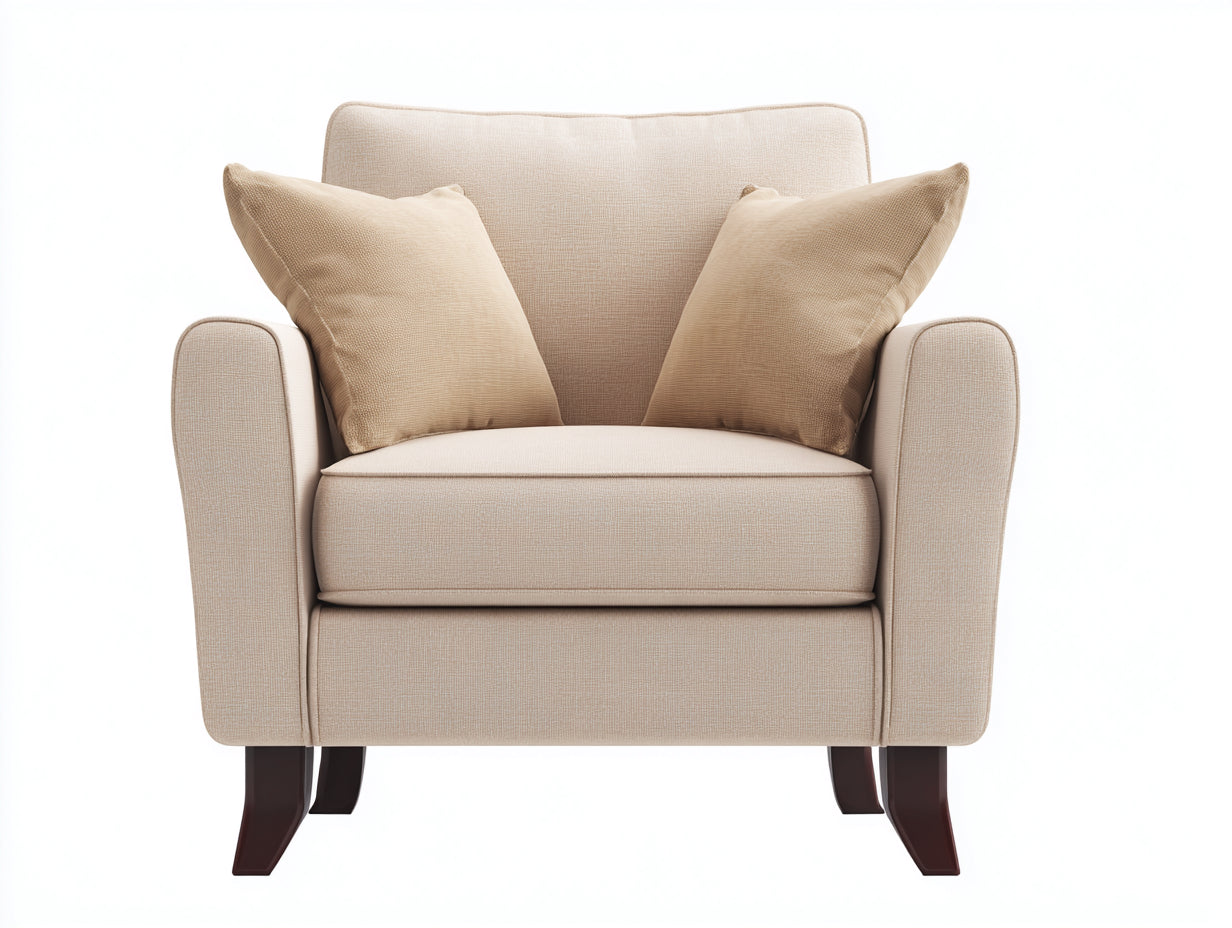 Poltrona - Tessuto-legno - 98x88x91 cm - Beige chiaro - Classico moderno