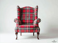 Poltrona in tessuto scozzese rosso-blu scuro-beige 84x90x112 cm - soggiorno - stile classico